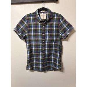 Abercrombie & Fitch Men's Medium Plaid Short Sleeve Button-Up Muscle Shirt